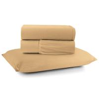 Jogo De Cama Lençol Sereno Solteiro 3 Peças Em Malha Algodão Mostarda 100% Algodão - 1