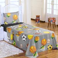 Jogo De Cama Lençol Solteiro Alegria 2 Peças Futebol Cáqui 100% Poliéster - 1