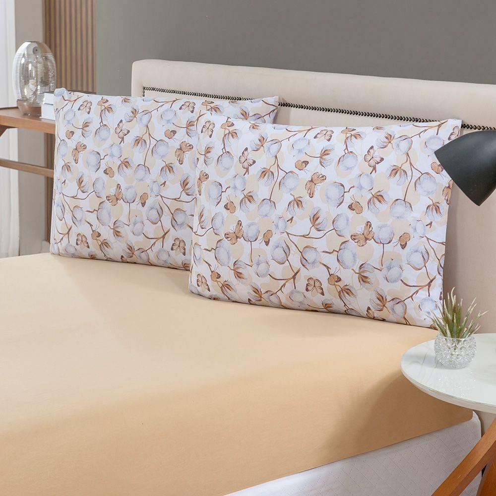 Jogo De Cama Lençol Sonho Bom Queen Em Malha Algodão 3 Peças Mostarda 100% Algodão - 4
