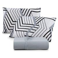 Jogo De Cama Lençol Sonho Bom Casal Em Malha Algodão Cinza 100% Algodão - 1