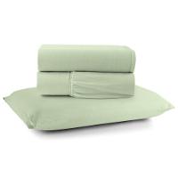 Jogo De Cama Lençol Sereno Solteiro 3 Peças Em Malha Algodão Verde 100% Algodão - 1