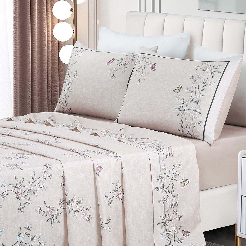 Jogo De Cama Lençol King Bouquet Percal 300 Fios 4 Peças Rosê 100% Poliéster - 2