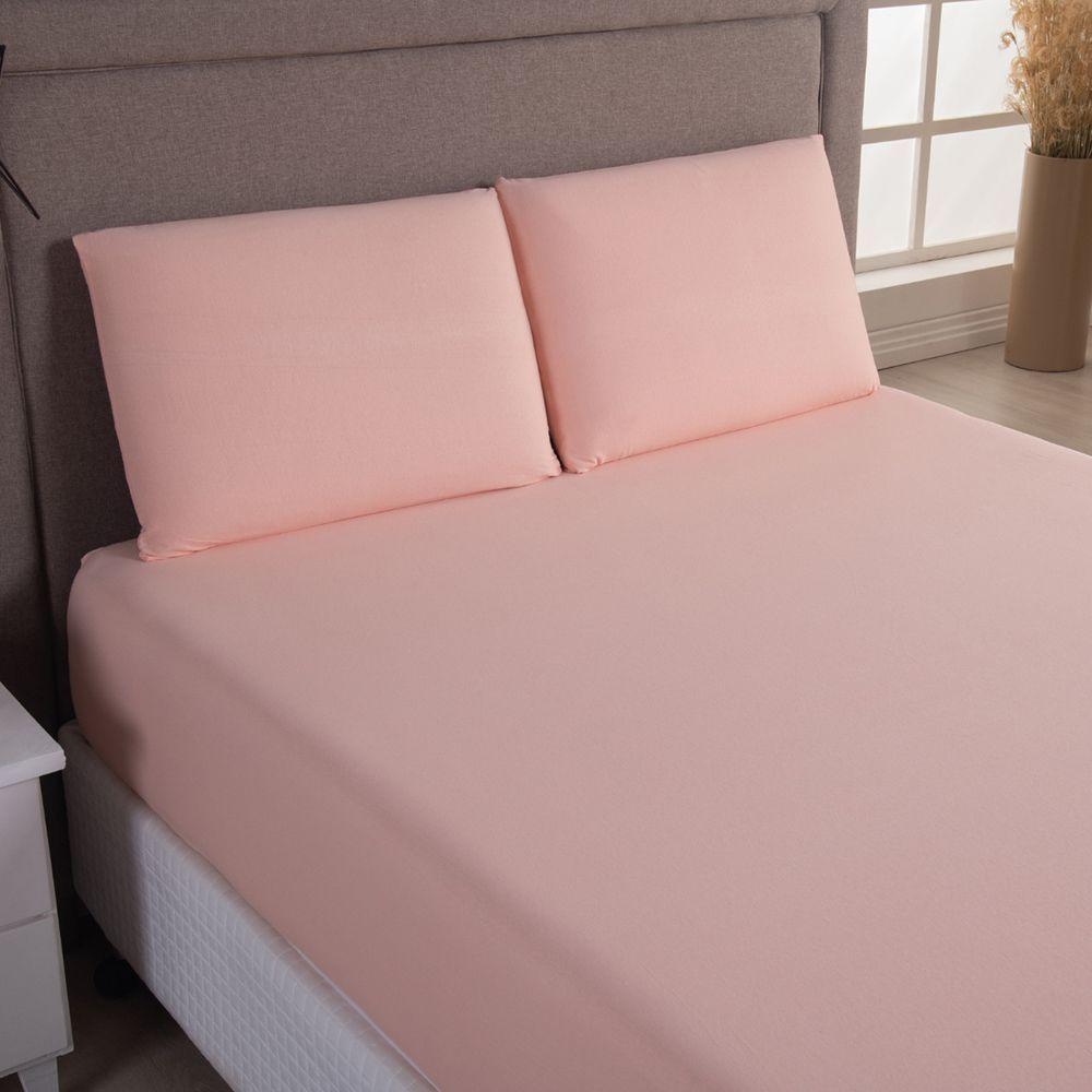 Jogo De Cama Lençol Sereno Casal Em Malha Algodão Salmão 100% Algodão - 2