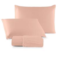 Jogo De Cama Lençol Sereno Casal Em Malha Algodão Salmão 100% Algodão - 1