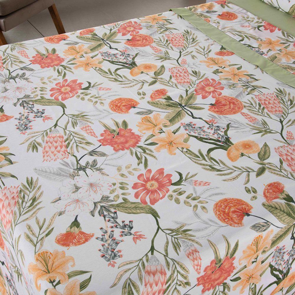 Combo 2 Jogo De Cama Lençol Queen California 4 Peças Verde Cinza 100% Poliéster - 3