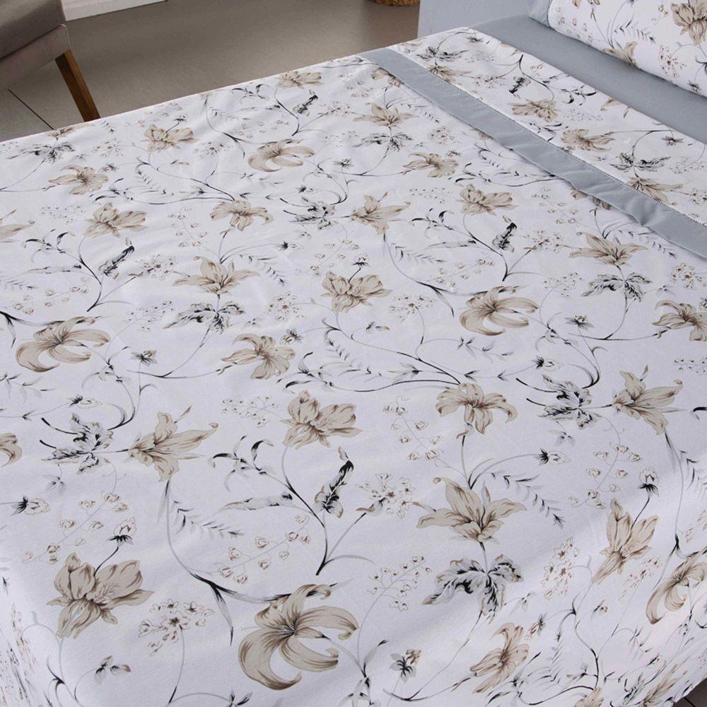 Combo 2 Jogo De Cama Lençol Queen California 4 Peças Verde Cinza 100% Poliéster - 5