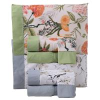 Combo 2 Jogo De Cama Lençol Queen California 4 Peças Verde Cinza 100% Poliéster - 1