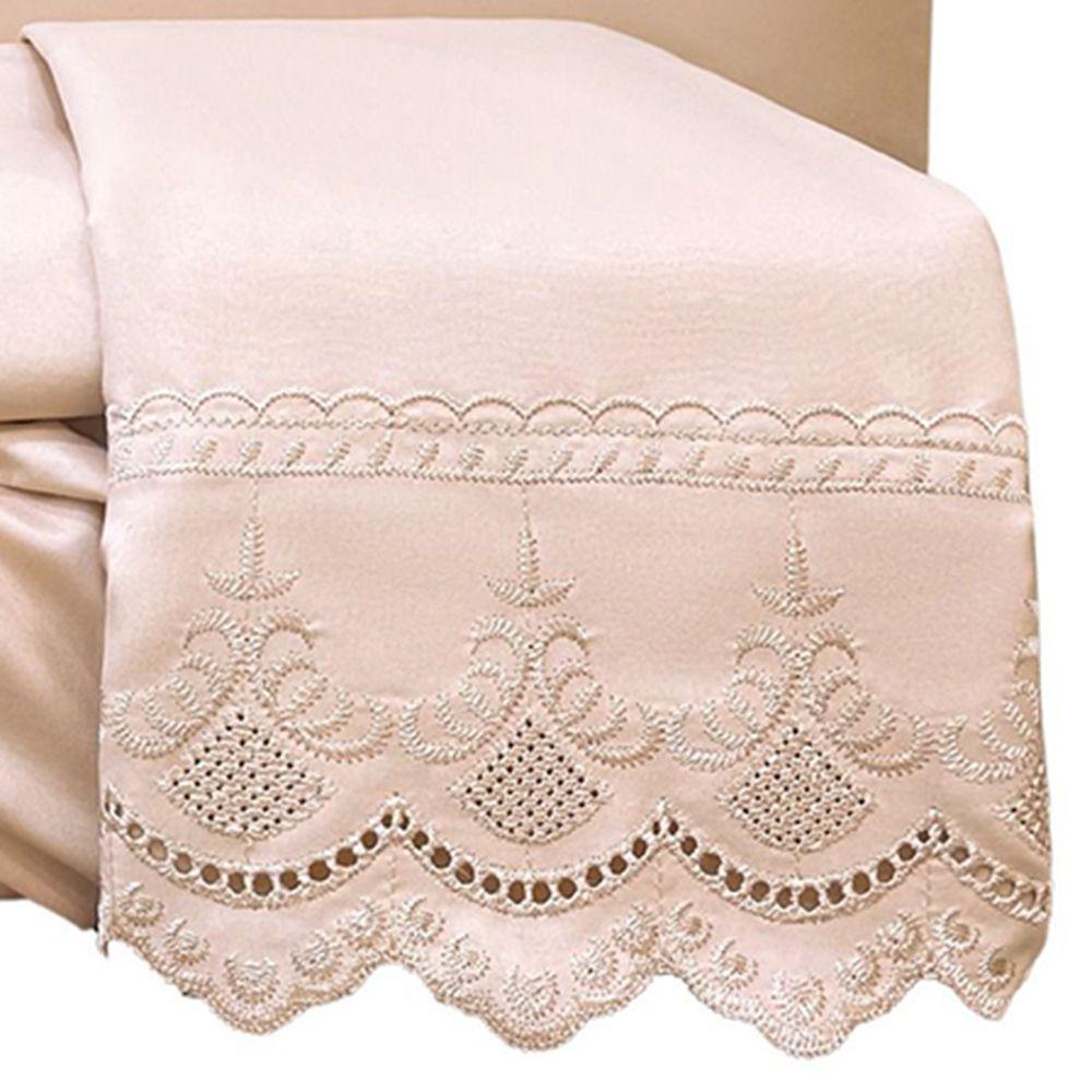 Jogo De Cama Lençol Casal Supremo 3 Peças Micropercal 300 Fios Rosê 100% Poliéster - 4