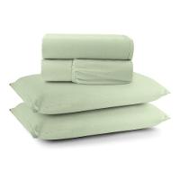 Jogo De Cama Lençol Sereno Casal Em Malha Algodão 4 Peças Verde 100% Algodão - 1