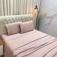 Jogo De Cama Lençol Queen Nupcial Percal 300 Fios 4 Peças Rosê 100% Poliéster - 2