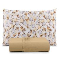 Jogo De Cama Lençol Sonho Bom Solteiro Em Malha Algodão 2 Peças Caqui 100% Algodão - 1