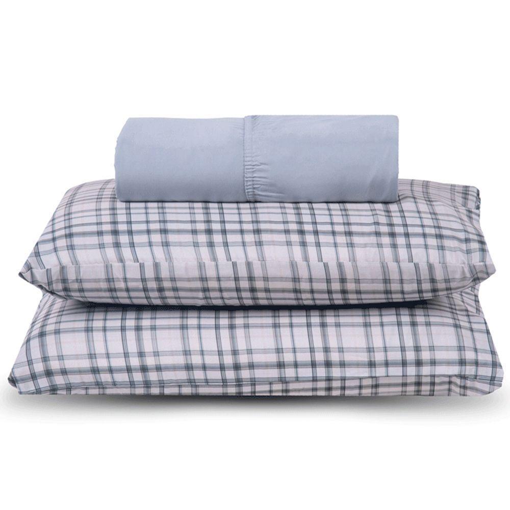 Jogo De Cama Lençol Casal Topchick 3 Peças Cinza 100% Poliéster - 1