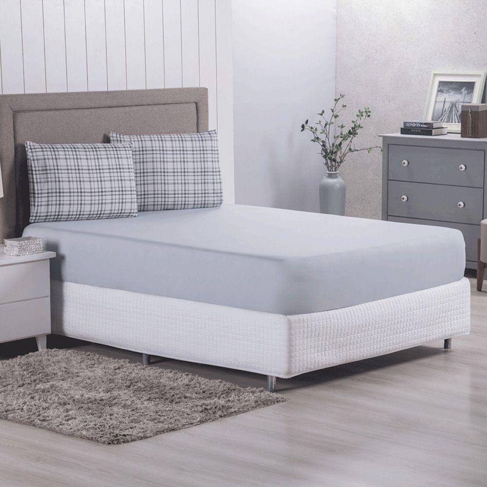 Jogo De Cama Lençol Casal Topchick 3 Peças Cinza 100% Poliéster - 3