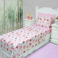 Jogo De Cama Lençol Solteiro Alegria 2 Peças Cupcake Rosa 100% Poliéster - 1