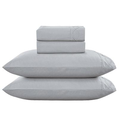 Jogo De Cama Lençol Casal Romantico Percal 300 Fios 4 Peças Cinza 100% Poliéster