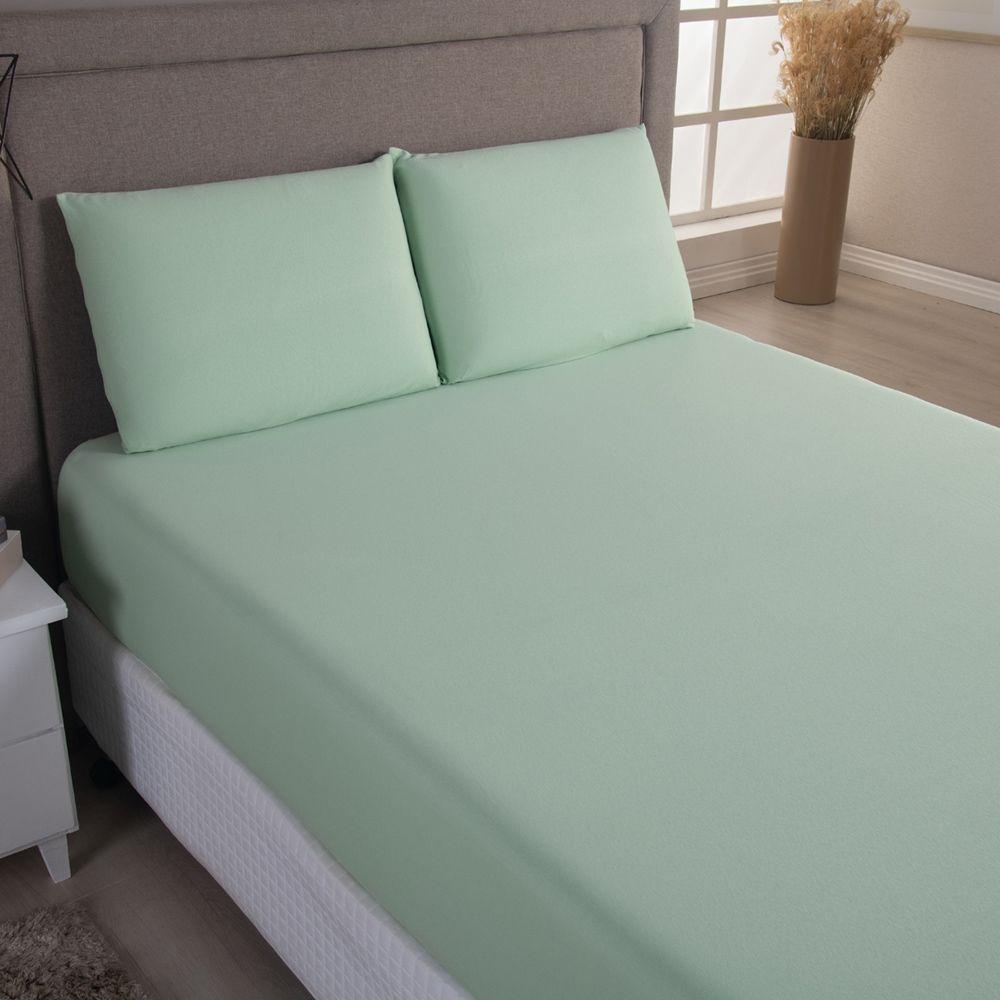 Jogo De Cama Lençol Sereno Queen Em Malha Algodão Verde Claro 100% Algodão - 2