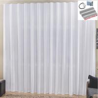 Cortina Top Chick 4 Metros Sala Quarto Tecido Ráfia Trilho Comum - Branca - 100% Poliéster - 1