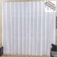 Cortina Top Chick 2 Metros Sala Quarto Tecido Ráfia Trilho Suisso - Branca - 100% Poliéster - 1