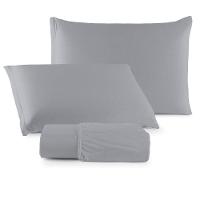 Jogo De Cama Lençol Sereno Queen Em Malha Algodão Cinza 100% Algodão - 1