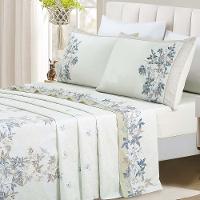 Jogo De Cama Lençol Queen Bouquet Percal 300 Fios 4 Peças Palha 100% Poliéster - 2