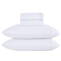 Jogo De Cama Lençol Casal Romantico Percal 300 Fios 4 Peças Branco 100% Poliéster - 1