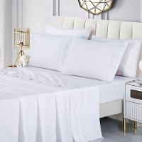 Jogo De Cama Lençol Casal Romantico Percal 300 Fios 4 Peças Branco 100% Poliéster - 2