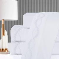 Jogo De Cama Lençol Casal Romantico Percal 300 Fios 4 Peças Branco 100% Poliéster - 4