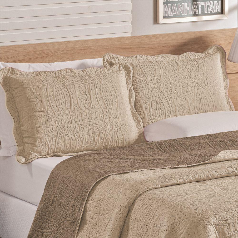 Colcha Casal Padrão Bella Dupla Face 03 Peças Avelã 100% Poliéster - 2