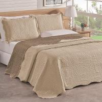 Colcha Casal Padrão Bella Dupla Face 03 Peças Avelã 100% Poliéster - 1