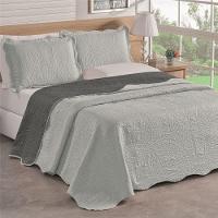 Colcha Queen Bella Dupla Face 03 Peças Cinza 100% Poliéster - 1