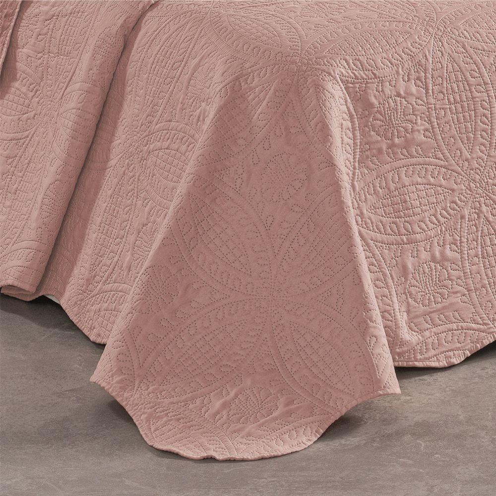 Colcha Casal Padrão Bella Dupla Face 03 Peças Rosê 100% Poliéster - 3