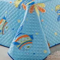 Cobre Leito Colcha Solteiro Alegria 2 Peças Oceano Azul 100% Poliéster - 3