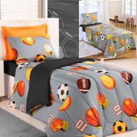 Kit Coordenado Edredom Com Lençol Solteiro Alegria Cáqui 100% Poliéster - 1