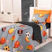 Kit Coordenado Edredom Com Lençol Solteiro Alegria Cáqui 100% Poliéster - 3