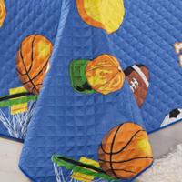 Cobre Leito Colcha Solteiro Alegria 2 Peças Futebol Azul 100% Poliéster - 3