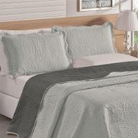 Colcha King Bella Dupla Face 03 Peças Cinza 100% Poliéster - 2