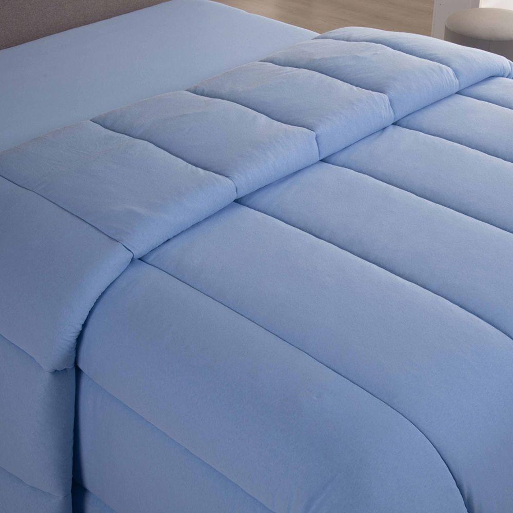 Edredom Coberdrom Sereno Solteiro Em Malha Azul 100% Algodão - 2
