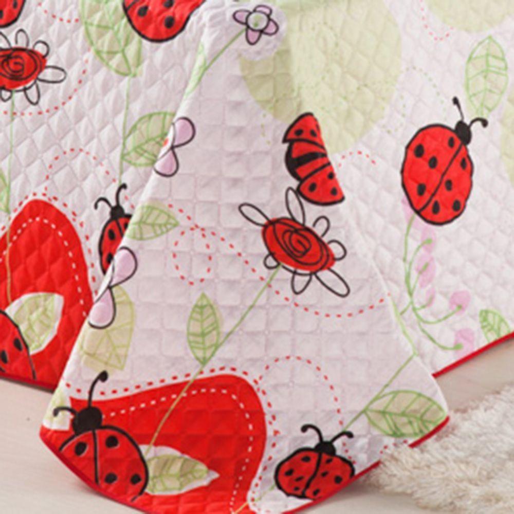 Kit Coordenado Cobre Leito Lençol Solteiro Alegria Vermelho 100% Poliéster - 4