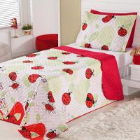 Kit Coordenado Cobre Leito Lençol Solteiro Alegria Vermelho 100% Poliéster - 2
