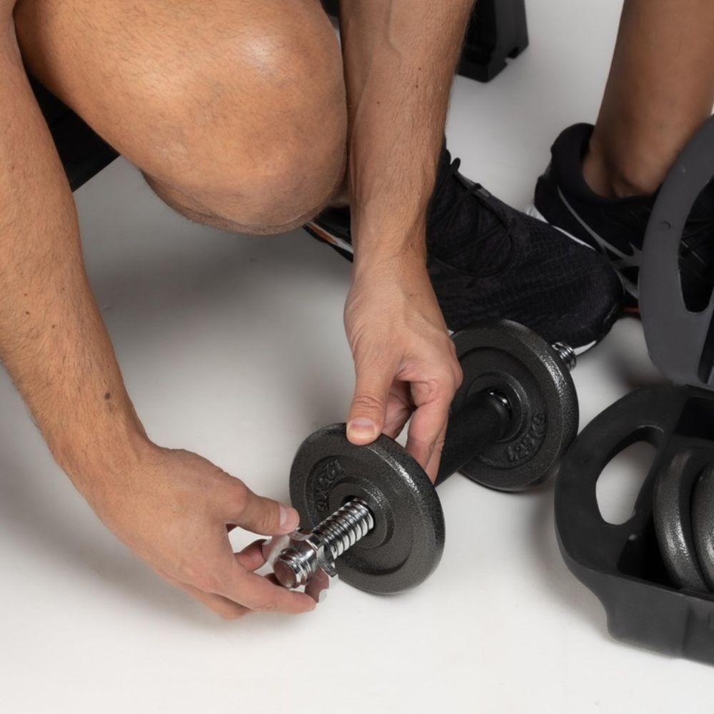 Kit Halteres Barras E Anilhas 19 Peças 15kg Com Maleta - 2