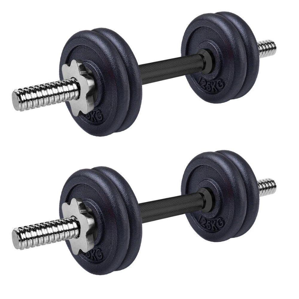 Kit Halteres Barras E Anilhas 19 Peças 15kg Com Maleta - 7