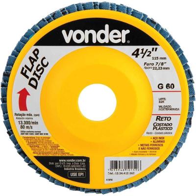 Flap Disc 4.1/2 G60 Costado Pvc Reto Para Aço Carbono E Ino