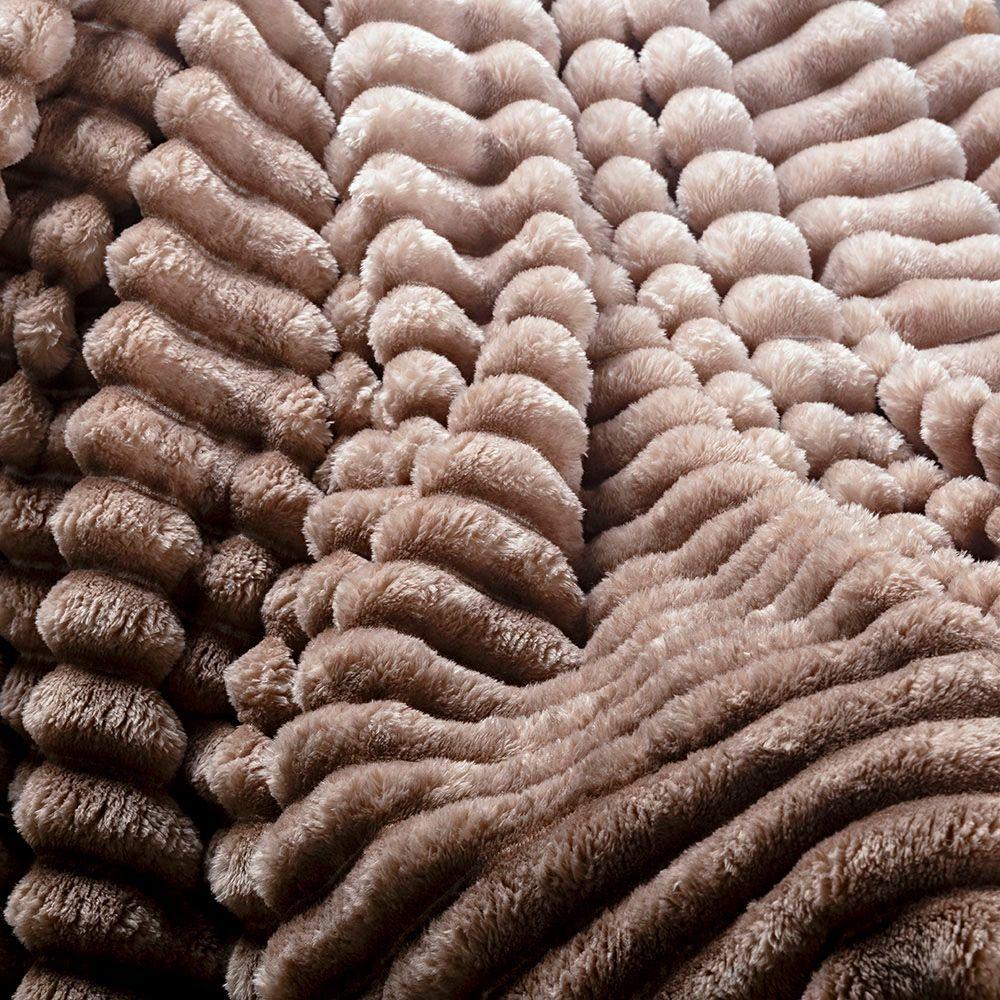 Coordenado Cobre Leito E Cobertor Fluflu Queen Ultrasoft Alto Relevo Dupla Face Mocassim 100% Poliéster - 3
