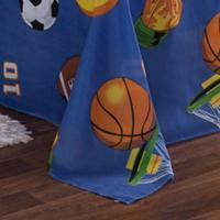 Kit Coordenado Cobre Leito Com Lençol Solteiro Alegria Azul 100% Poliéster - 7