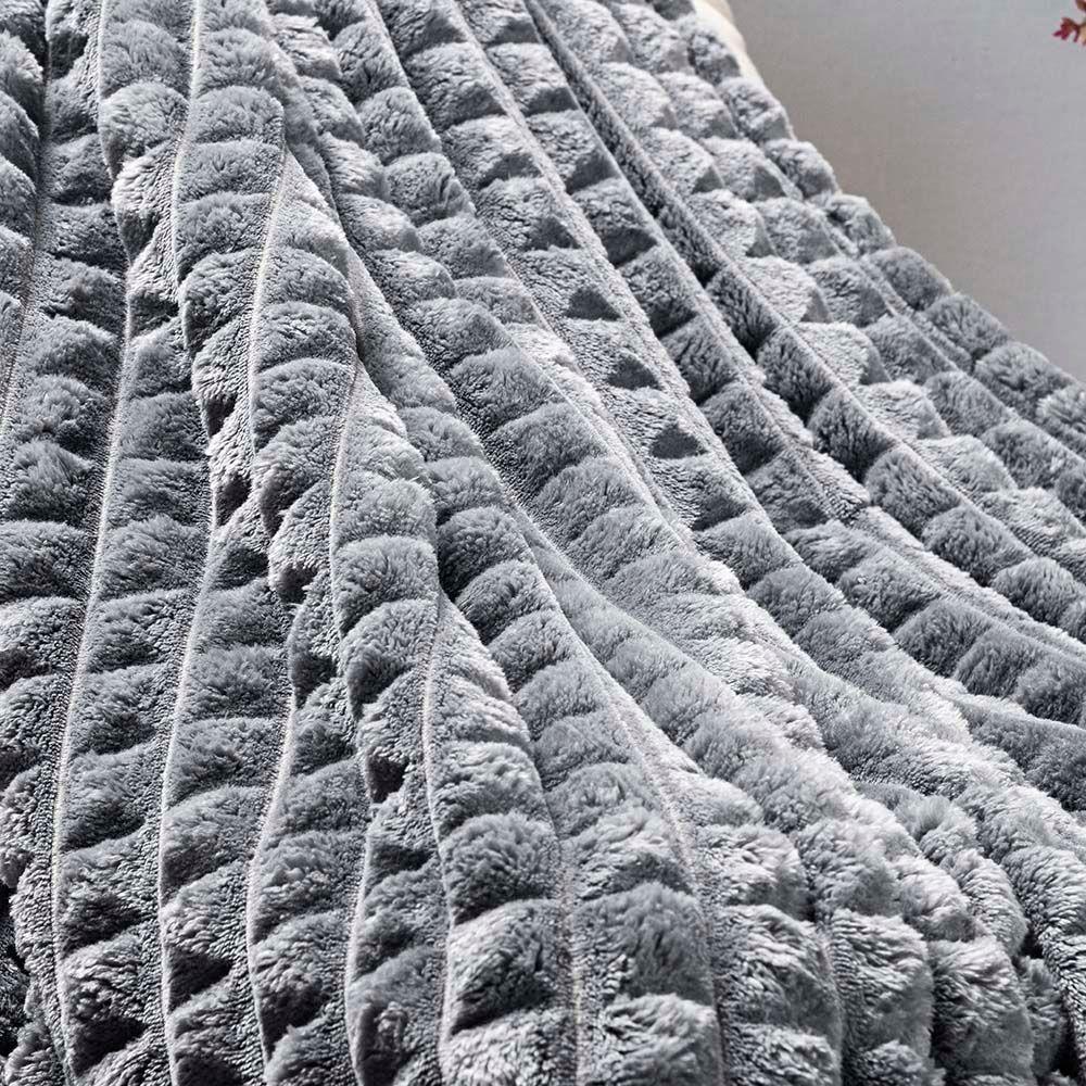 Coordenado Cobre Leito E Cobertor Tok Max Queen Ultrasoft Alto Relevo Dupla Face Cinza 100% Poliéster - 2