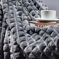 Coordenado Cobre Leito E Cobertor Tok Max Queen Ultrasoft Alto Relevo Dupla Face Cinza 100% Poliéster - 3