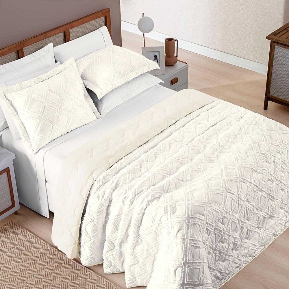Coordenado Cobre Leito E Cobertor Fluflu Queen Ultrasoft Alto Relevo Dupla Face Rosê 100% Poliéster - 4
