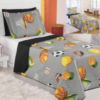 Kit Coordenado Cobre Leito Com Lençol Solteiro Alegria Cáqui 100% Poliéster - 1