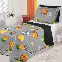 Kit Coordenado Cobre Leito Com Lençol Solteiro Alegria Cáqui 100% Poliéster - 2