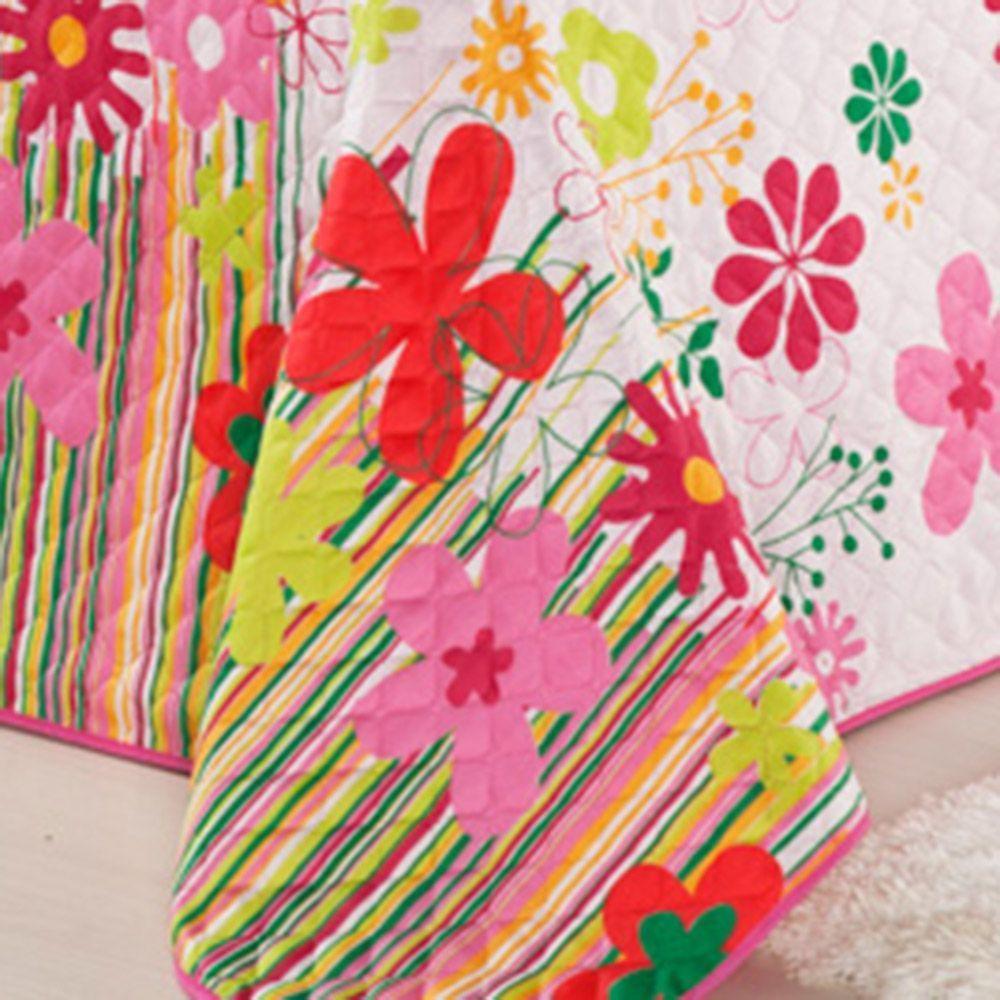 Kit Coordenado Cobre Leito Com Lençol Solteiro Alegria Pink 100% Poliéster - 4